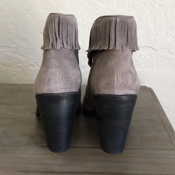Joie gray suede fringe ankle boots Loren 40 9 NEW - Picture 2 of 7